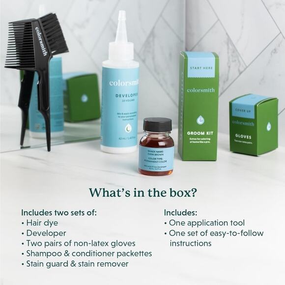 Colorsmith Hair & Beard Full Gray Coverage 2 pack, Dark Ash Brown, Permanent Dye - Picture 2 of 4